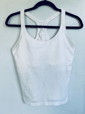 Lululemon White Ribbed Racerback Sports Bra Tank